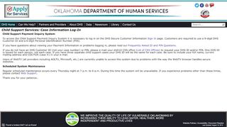 
                            2. Child Support Services: Case Information Log-In - OKDHS