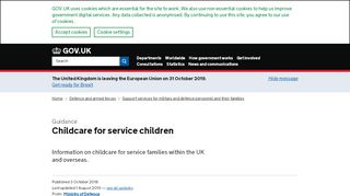 
                            4. Childcare for service children - GOV.UK