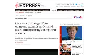 
                            6. CHOOSE A CHALLENGE: Tour company expands as demand soars ...