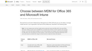 
                            5. Choose between MDM for Office 365 and Microsoft Intune - Office 365