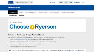 
                            2. Choose>Ryerson Applicant Portal - Ryerson University
