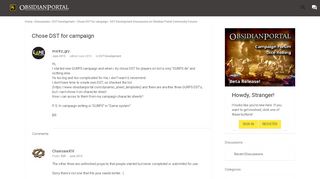 
                            5. Chose DST for campaign - Obsidian Portal Community Forums
