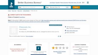 
                            9. Choxi.com, Inc. | Better Business Bureau® Profile