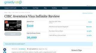 
                            9. CIBC Aventura Visa Infinite Review 2019 | Greedyrates.ca