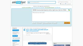 
                            10. Cisco Cable Modem DPC3008 default login and password? - I ...