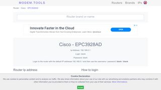 
                            1. Cisco EPC3928AD Default Router Login and Password