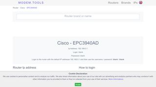 
                            6. Cisco EPC3940AD Default Router Login and Password