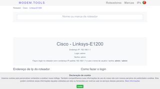 
                            3. Cisco Linksys-E1200 Login e senha padrão do roteador