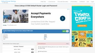 
                            5. Cisco Linksys E1500 Default Router Login and Password