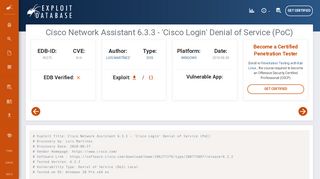 
                            6. Cisco Network Assistant 6.3.3 - 'Cisco Login' Denial …