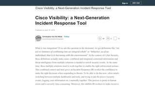 
                            2. Cisco Visibility: a Next-Generation Incident Response Tool - LinkedIn