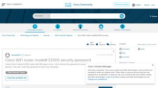 
                            7. Cisco WiFi router model# E2000 security password