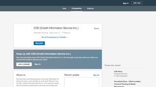 
                            1. CISI (Credit Information Service Inc.) | LinkedIn
