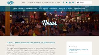 
                            5. City of Lakewood Launches Police-2-Citizen Portal | The City of ...
