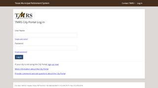 
                            6. City Portal Log in - TMRS: City Portal