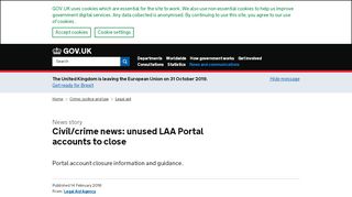 
                            2. Civil/crime news: unused LAA Portal accounts to close - GOV.UK