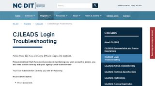 
                            7. CJLEADS Login Troubleshooting | NC Information …