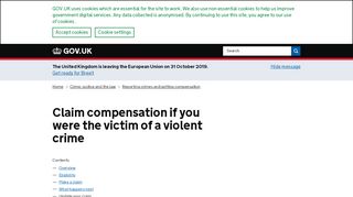 
                            4. Claim compensation if you were the victim of a violent ... - Gov.uk