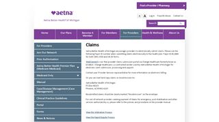 
                            7. Claims | Aetna Better Health of Michigan