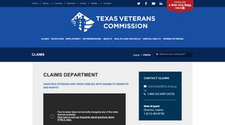 
                            7. Claims - Texas Veterans Commission