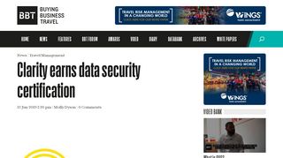 
                            9. Clarity earns data security certification | Buying Business Travel