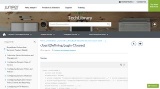 
                            1. class (Defining Login Classes) - TechLibrary - Juniper Networks