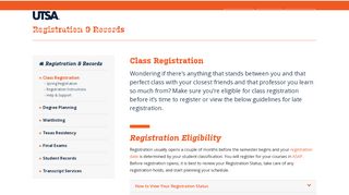 
                            9. Class Registration – UTSA One Stop