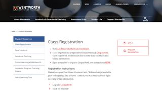 
                            4. Class Registration | Wentworth Institute of Technology