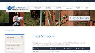 
                            2. Class Schedule | Mesa Community College