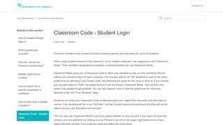 
                            2. Classroom - Student Login – Education.com