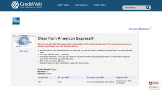 
                            8. Clear from American Express - Credit Card Details