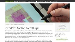 
                            6. ClearPass Captive Portal Login | Ingentive Networks GmbH