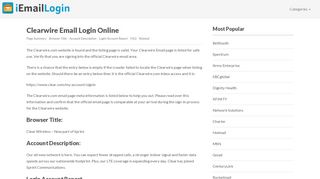 
                            7. Clearwire Email - Login To Clearwire.com Email Account