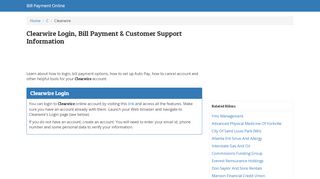 
                            4. Clearwire Login, Bill Payment & Customer Support Information