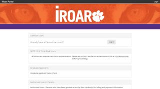 
                            3. Clemson University - iRoar Portal