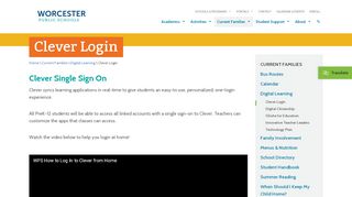 
                            4. Clever Login – Worcester Public Schools, Massachusetts