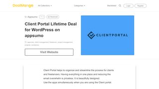 
                            6. Client Portal Lifetime Deal for WordPress on appsumo | DealMango