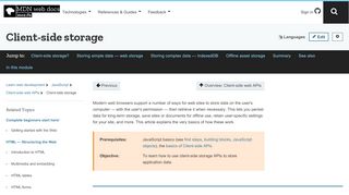 
                            8. Client-side storage - Learn web development | MDN