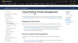 
                            2. Cloud Partner Portal management | Microsoft Docs