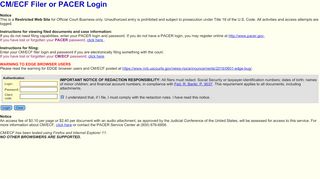 
                            5. CM/ECF Filer or PACER Login - LIVE ECF
