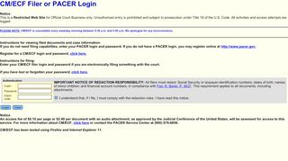 
                            6. CM/ECF Filer or PACER Login