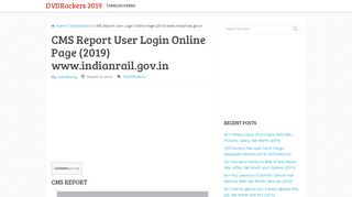 
                            8. CMS Report User Login Online Page (2019) www.indianrail ...