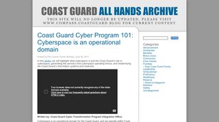 
                            6. Coast Guard Cyber Program 101: Cyberspace is an operational domain