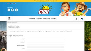 
                            4. Cobi toys: internet shop / Your account - Registration