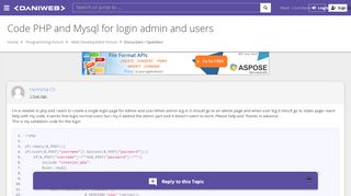 
                            8. Code PHP and Mysql for login admin and users | DaniWeb