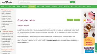 
                            8. CodeIgniter Helpers - javatpoint