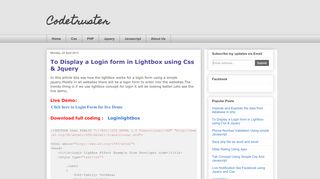 
                            5. Codetruster: To Display a Login form in Lightbox using Css & Jquery