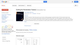 
                            7. Coding for Penetration Testers: Building Better Tools