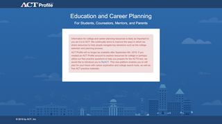 
                            10. College and Career Planning - ACT Profile