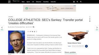 
                            5. COLLEGE ATHLETICS: SEC's Sankey: Transfer portal 'creates ...